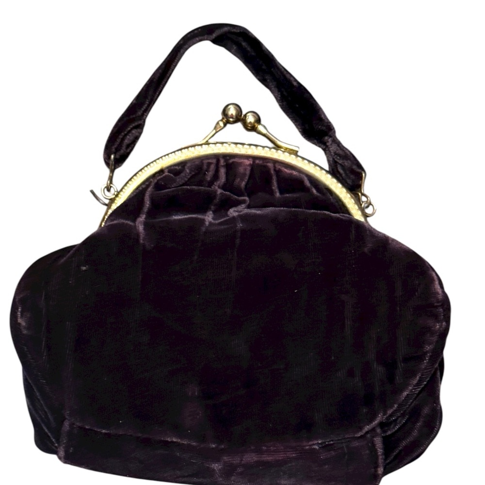 Elegant Vintage Velvet Blue Handbag Wristlet 1940s